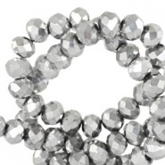 Top Facet kralen 3x2mm disc Silver metallic-pearl shine coating